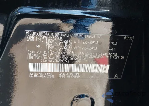 2016 Toyota Rav4 Limited from USA, damaged, VIN 2T3YFREV3GW295742